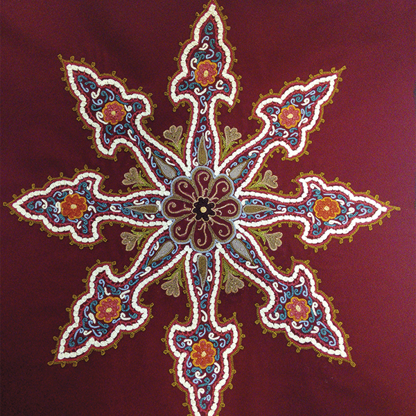 رومیزی رشتی دوزی طرح ترنج تاجی