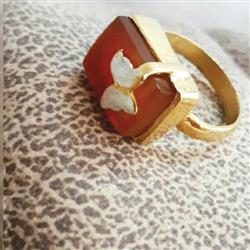 انگشتر نقره پروانه ای عقیق یمنی ذکردار